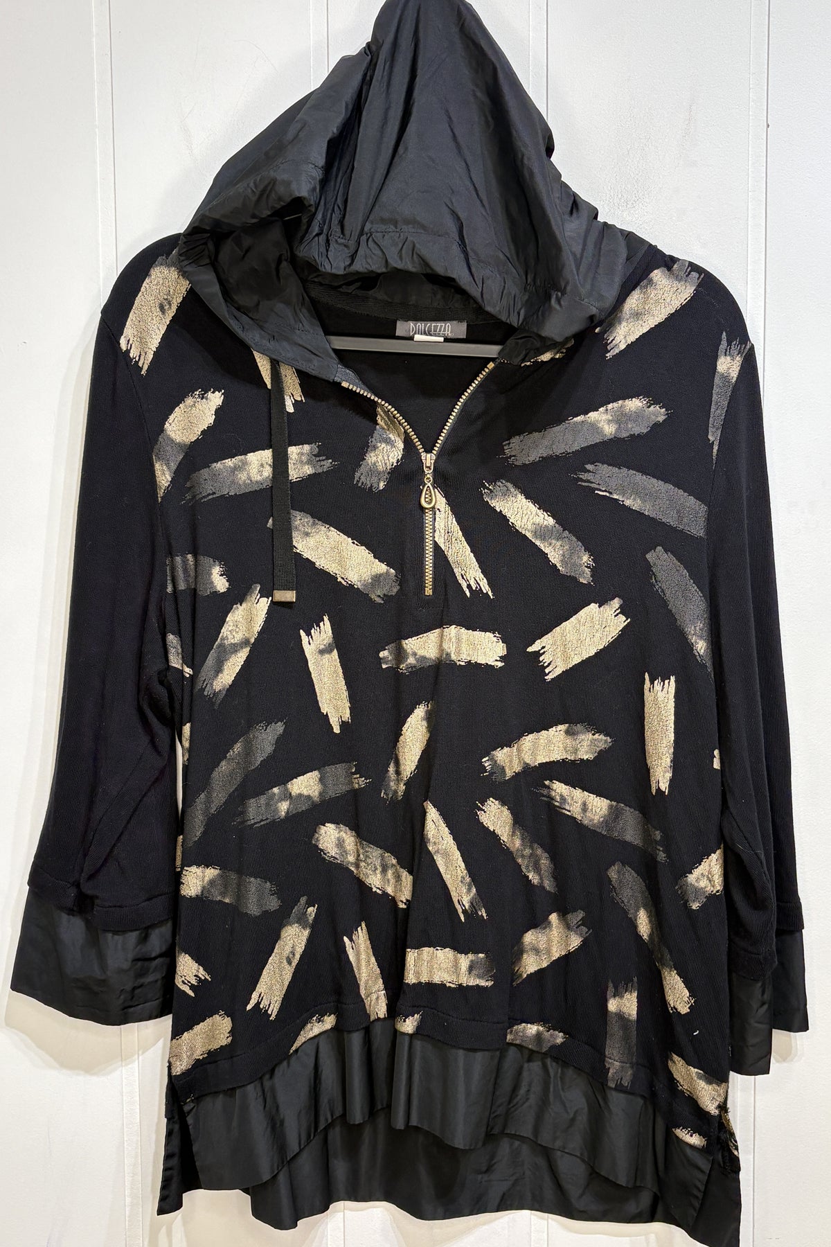 Dolcezza Metallic Print Hooded Sweater