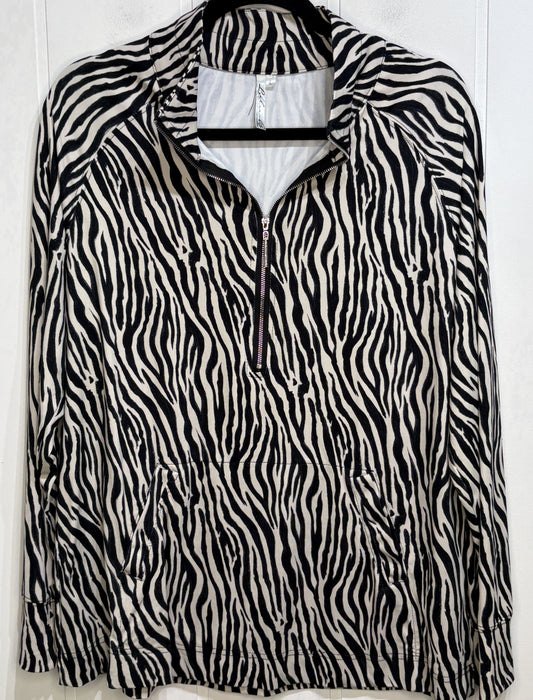 LuLu B. Half-zip Zebra Pullover Top
