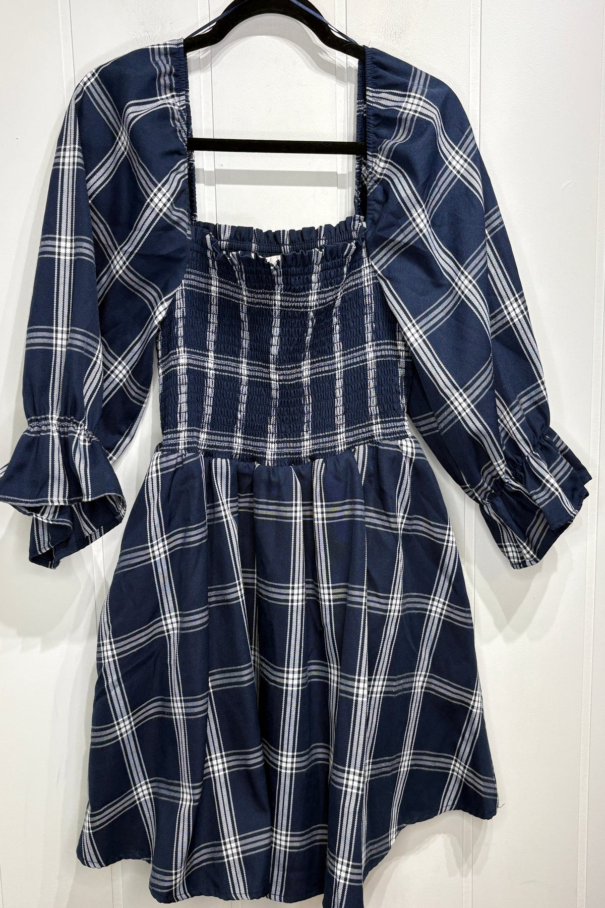 Plaid Smocked Mini Dress