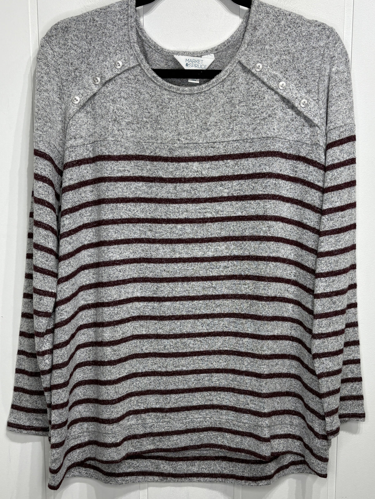 Market&Spruce Striped Button Sweater
