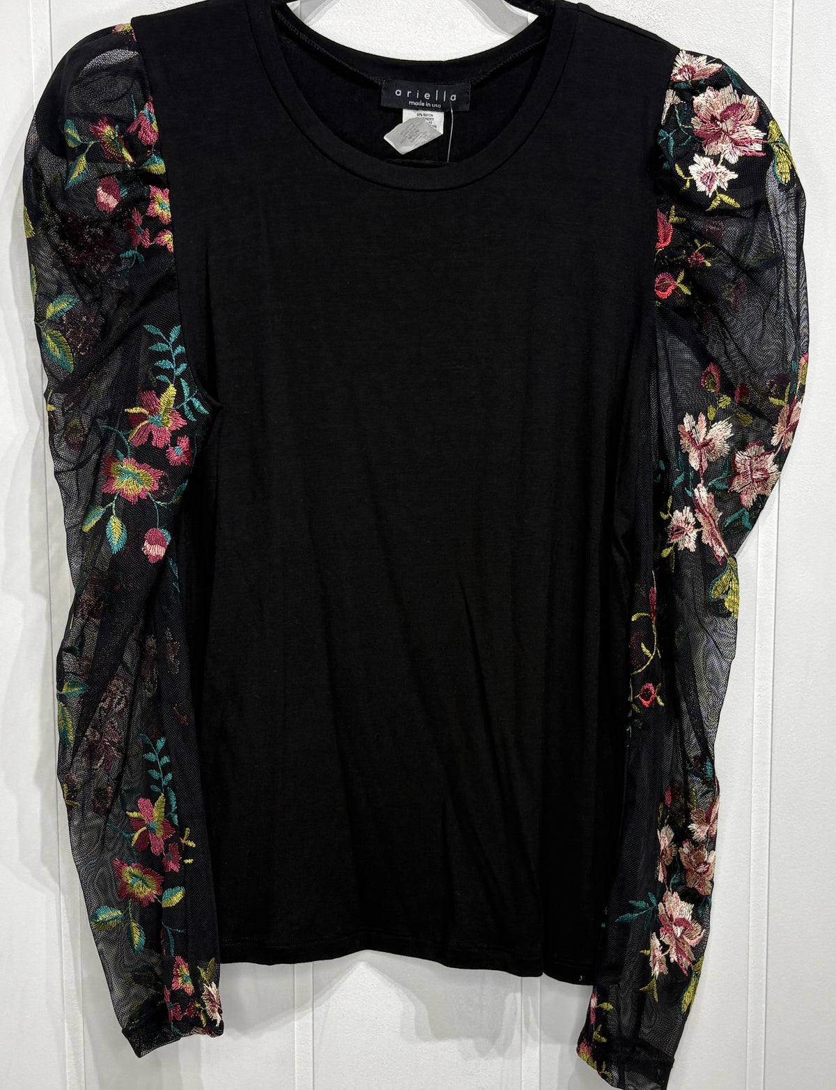 Ariella Floral Mesh Sleeve Blouse