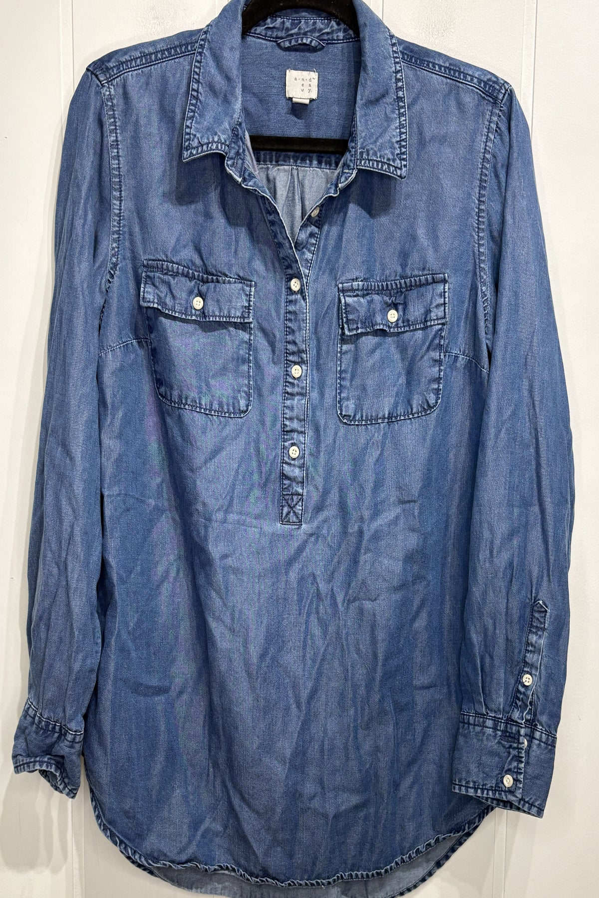 A New Day Denim Henley Blouse