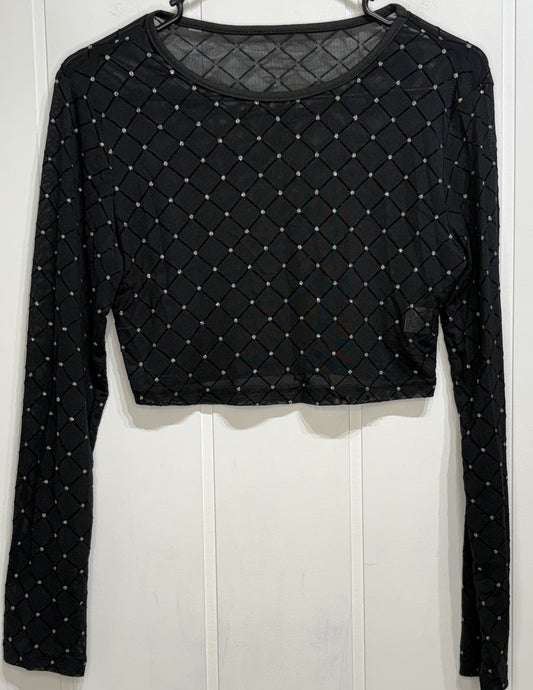SHEIN Dotted Mesh Crop Top