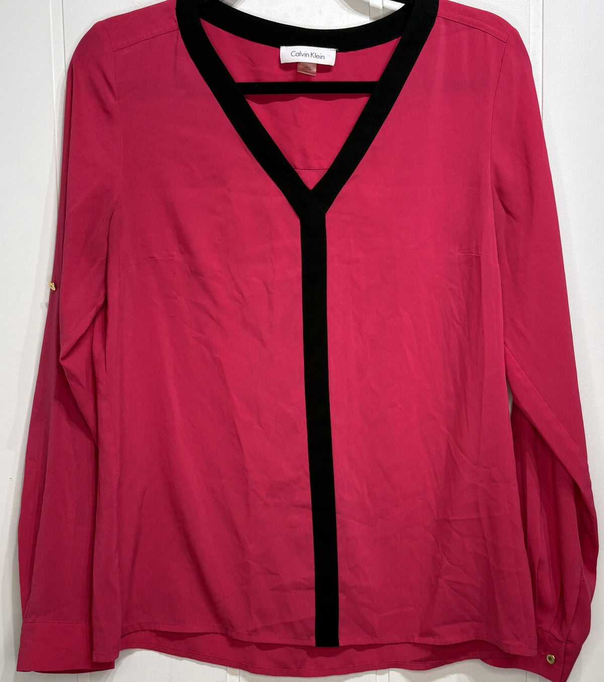 Calvin Klein V-neck Sheer Blouse