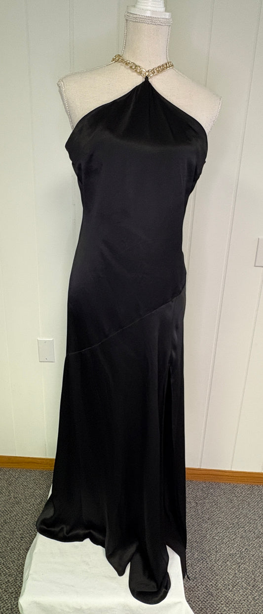 Formal Satin Crepe Halter Dress