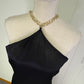 Formal Satin Crepe Halter Dress