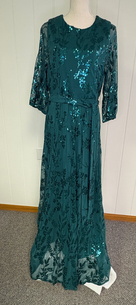 Formal Sequin Dress with Belt
