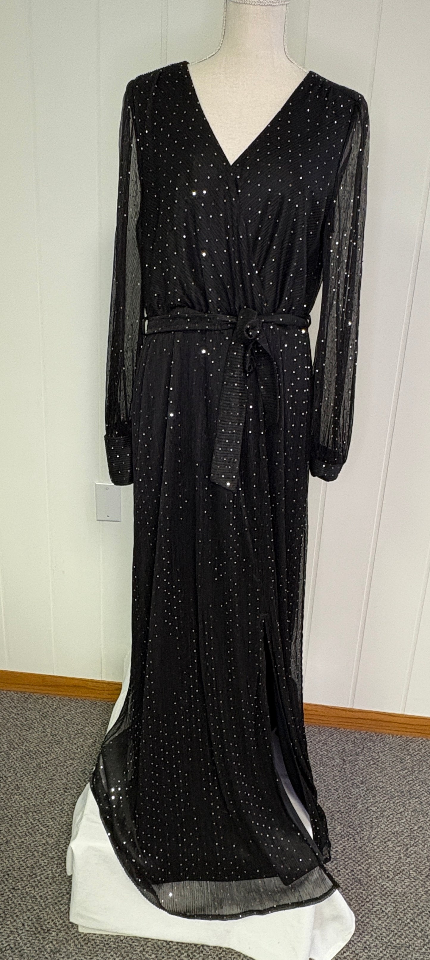 Formal Sheer Sequin LS Dress