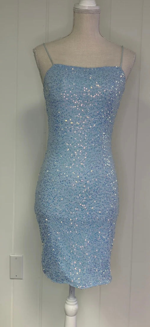 Formal Spaghetti Strap Sequin Dress