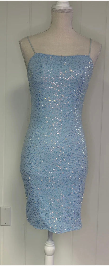 Formal Spaghetti Strap Sequin Dress
