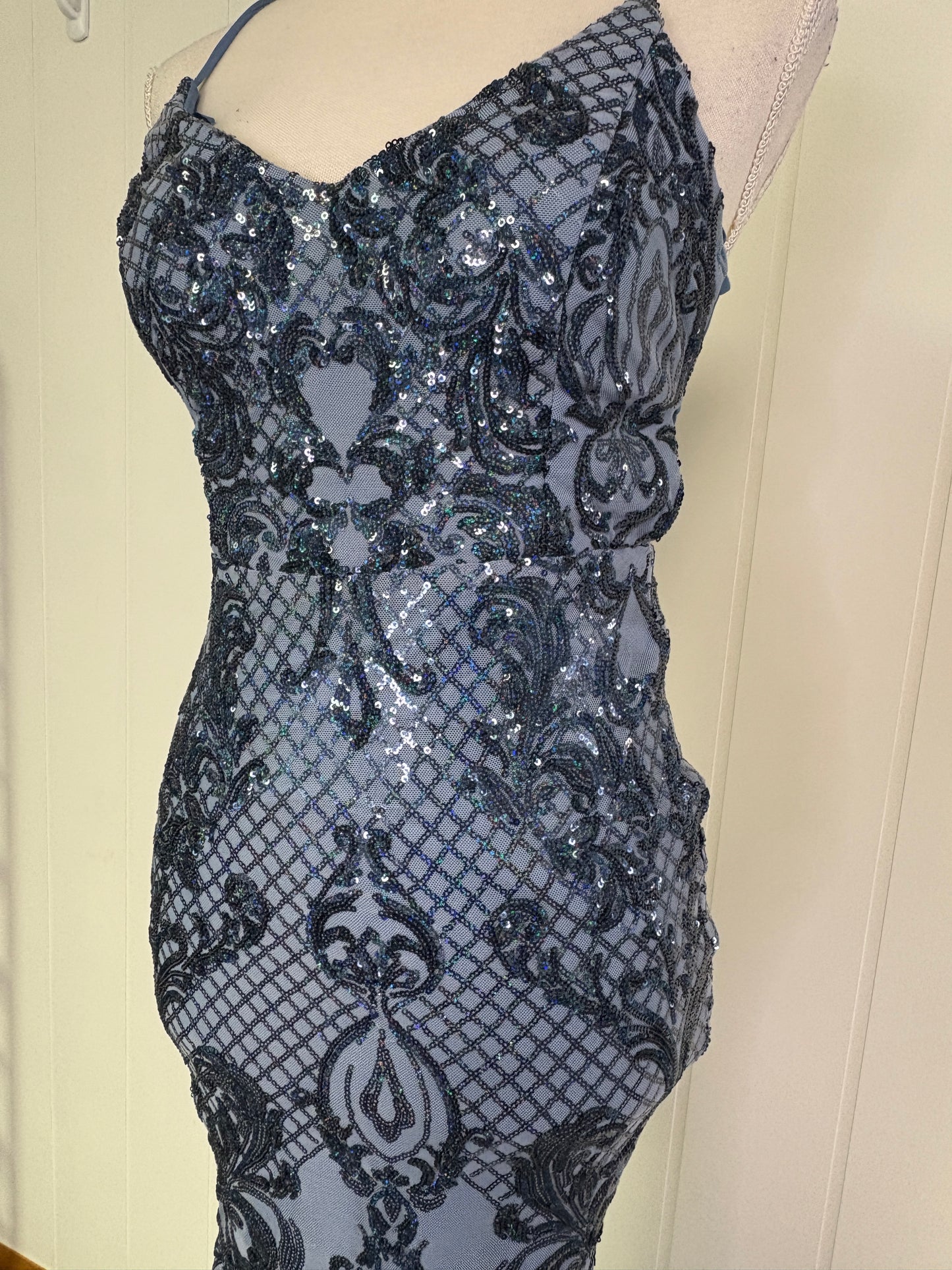 Formal Dress Sequin Mermaid Open-Back
