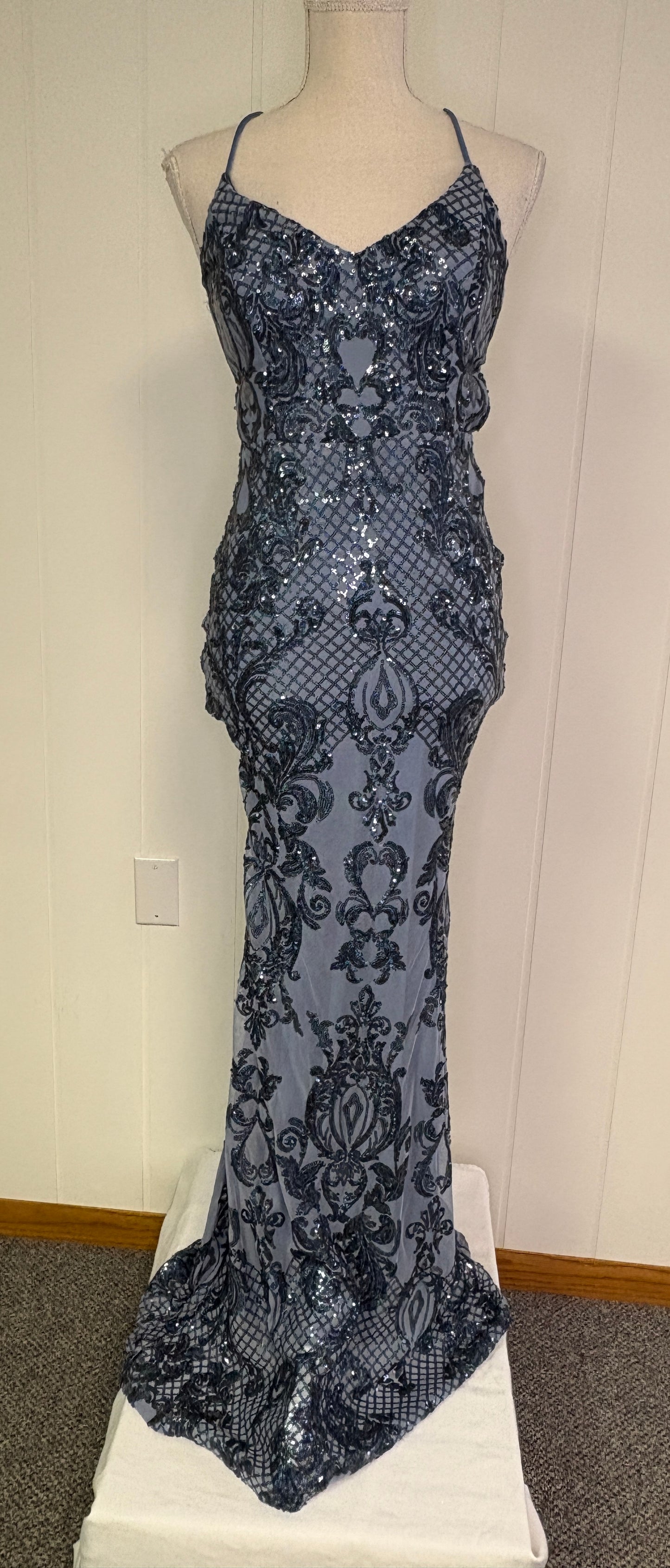 Formal Dress Sequin Mermaid Open-Back