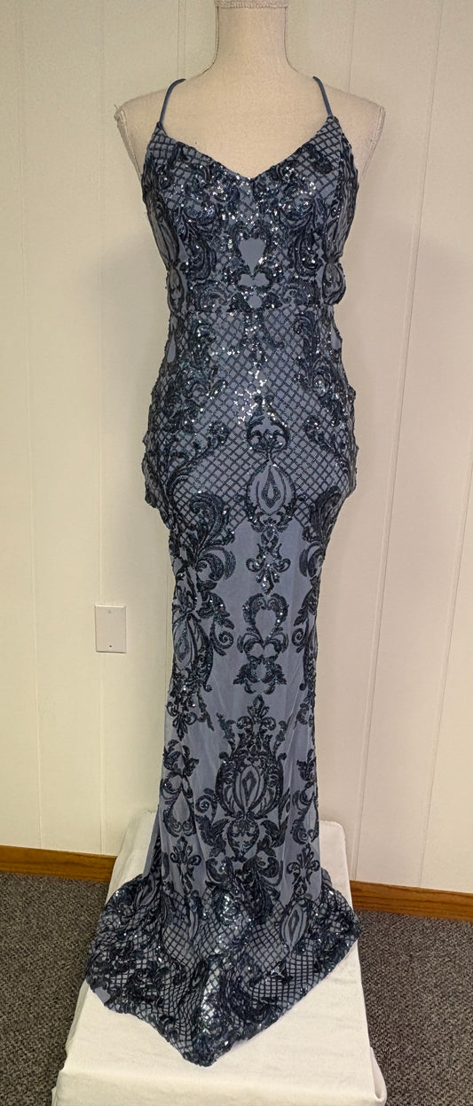 Formal Dress Sequin Mermaid Open-Back