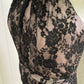 Formal Dress Lace Overlay Halter Neck