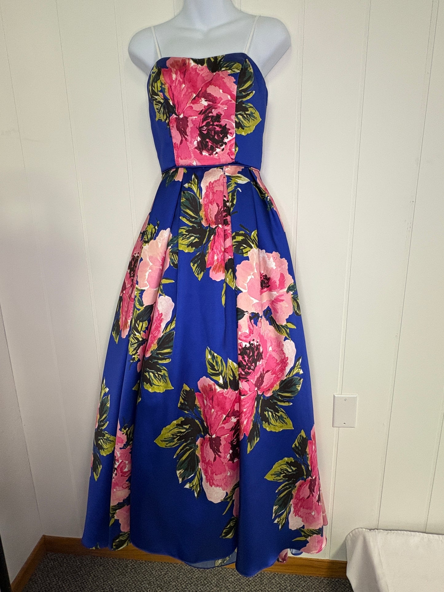 Formal Floral Dress with Mesh Underneath