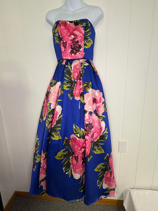 Formal Floral Dress with Mesh Underneath