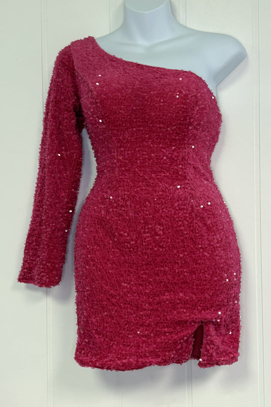 Formal One Shoulder Sequin Dress