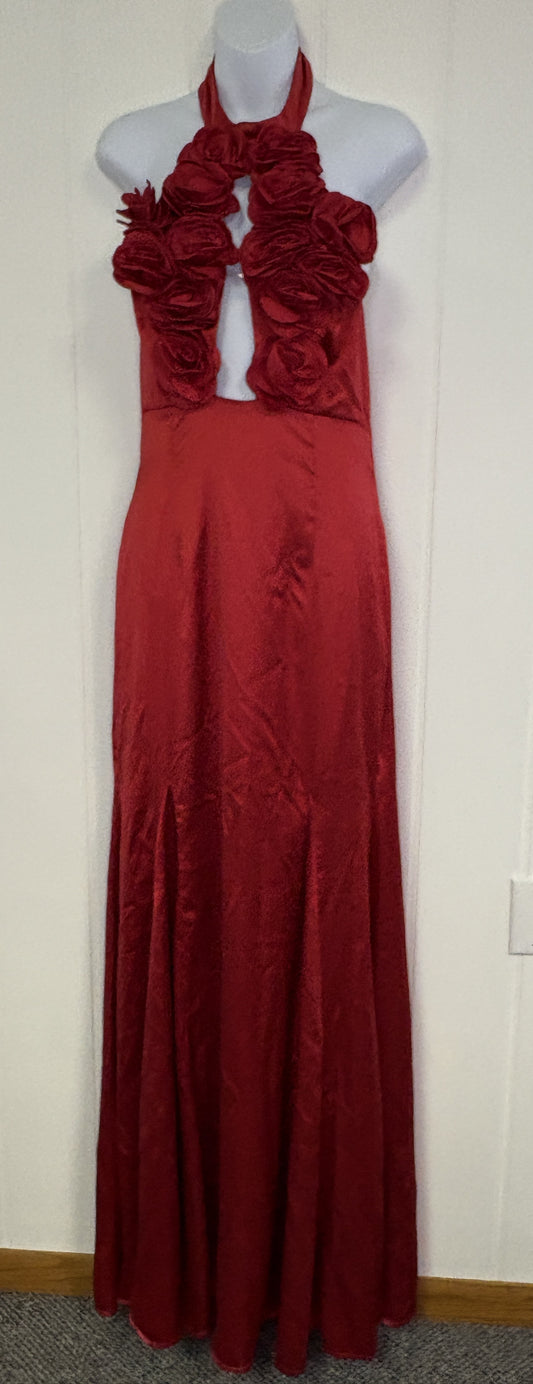 Formal Dress Rose Lined Halter Neck