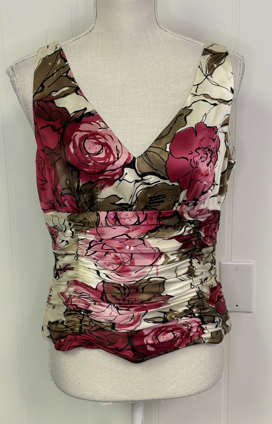 Formal Sleeveless Fitted Flower Top