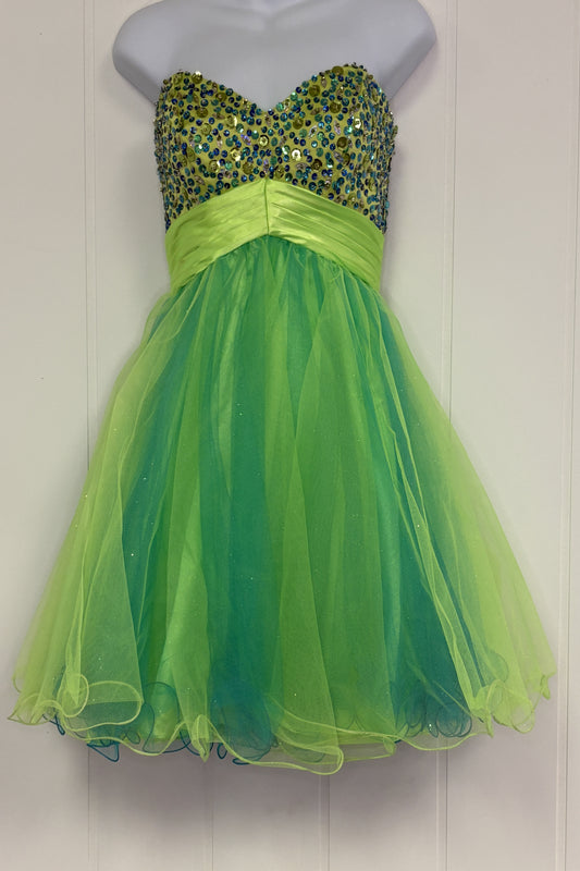 Formal Strapless Tulle Dress w/ Bedazzled Top