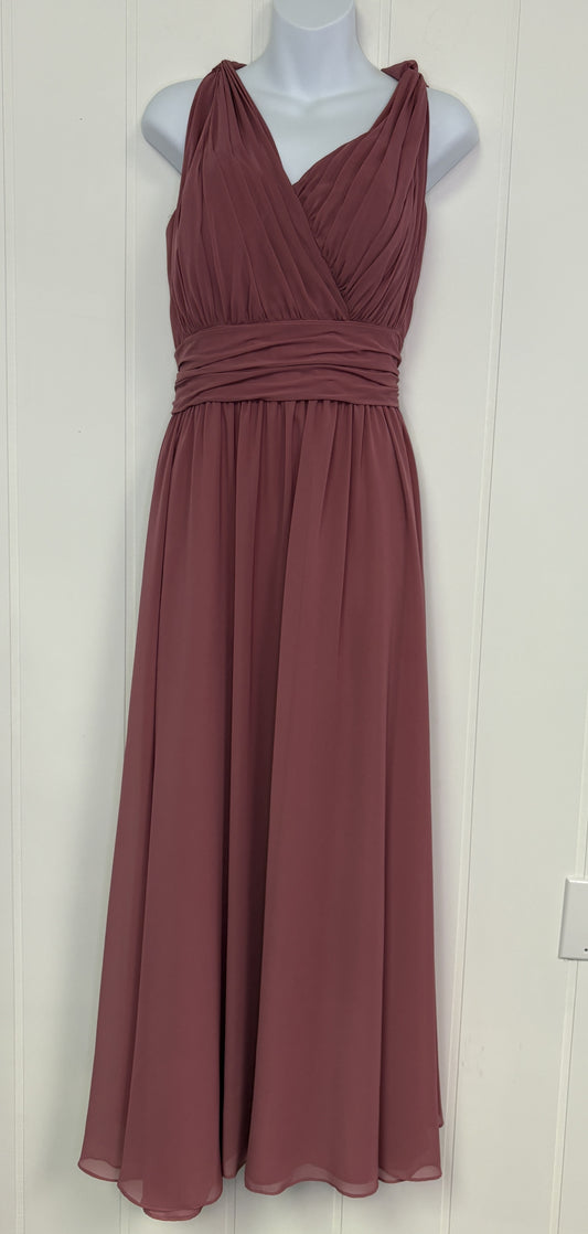 Bridesmaid Dress Floor Length w/Sheer Straps