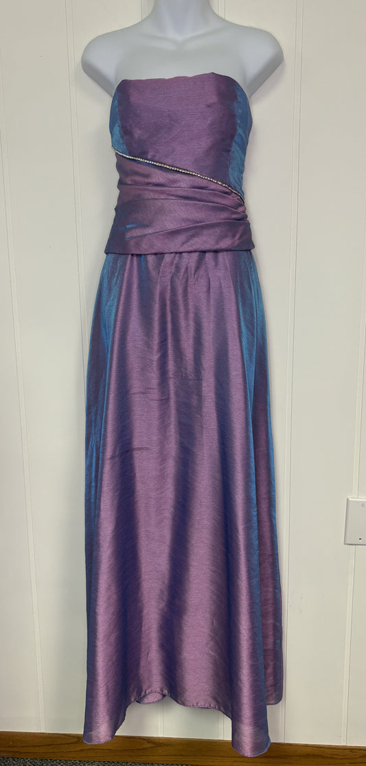 Formal Strapless Floor Length Dress w/One Jeweled Stripe