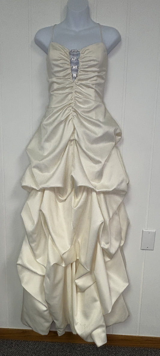 Formal Floor Length Dress w/Lace up Back & Jeweled Front