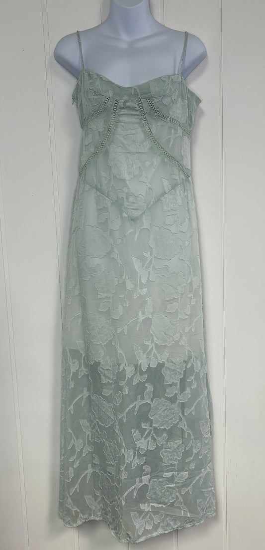 Formal Sheer Dress w/Swoop Neck