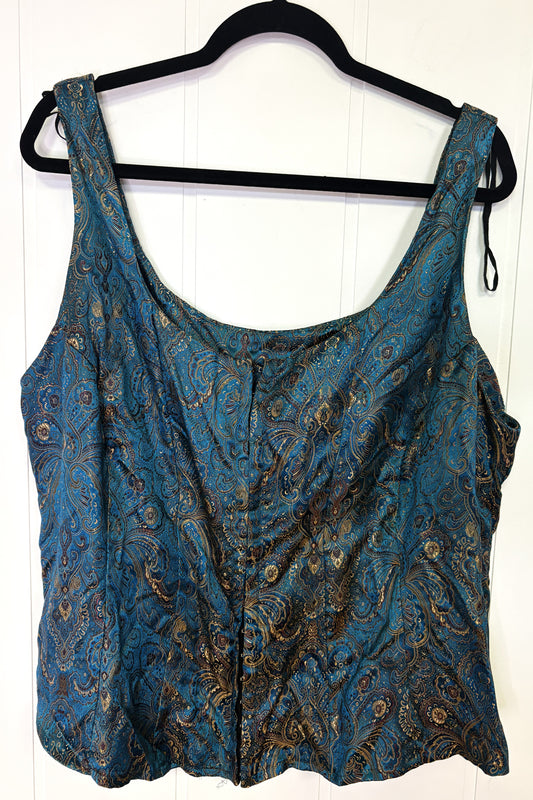 Paisley Front Button Tank Top