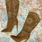 Suede Bedazzle Heel Boots