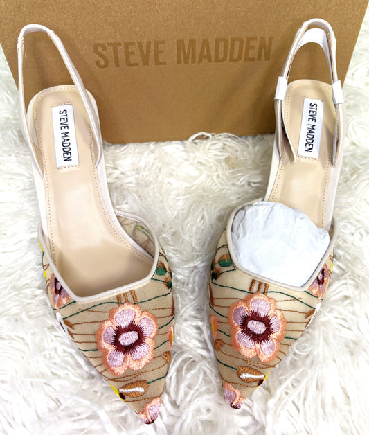 Stitched Mesh Flower Heels
