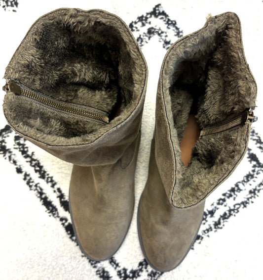 Fur Lined Suede Zip Boots
