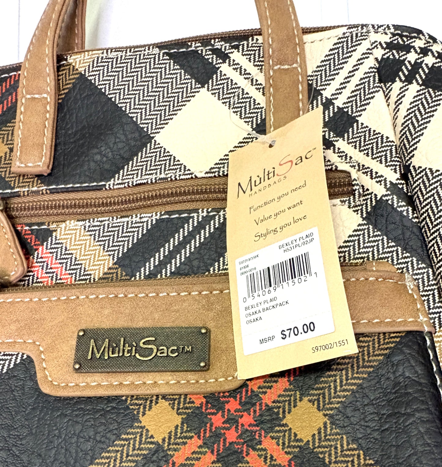 Multi Sac Plaid Handbag
