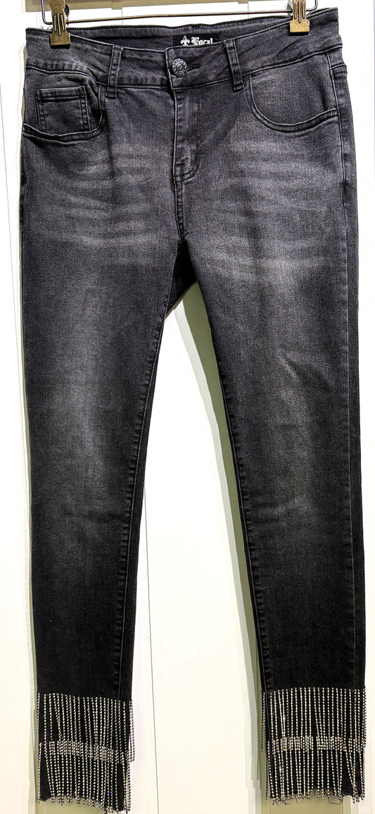 Denim Jeans w/Rhinestone Fringe