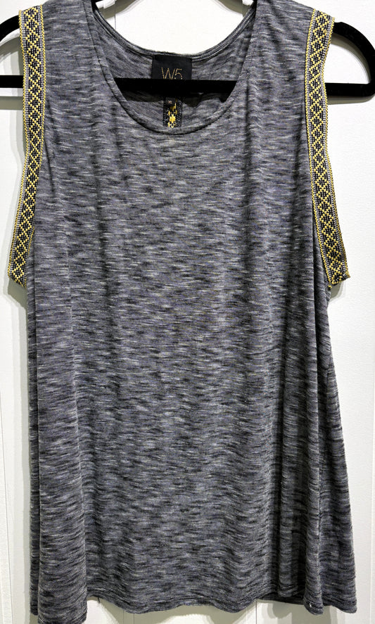 W5 Tank w/Weaved Ribbon Trim