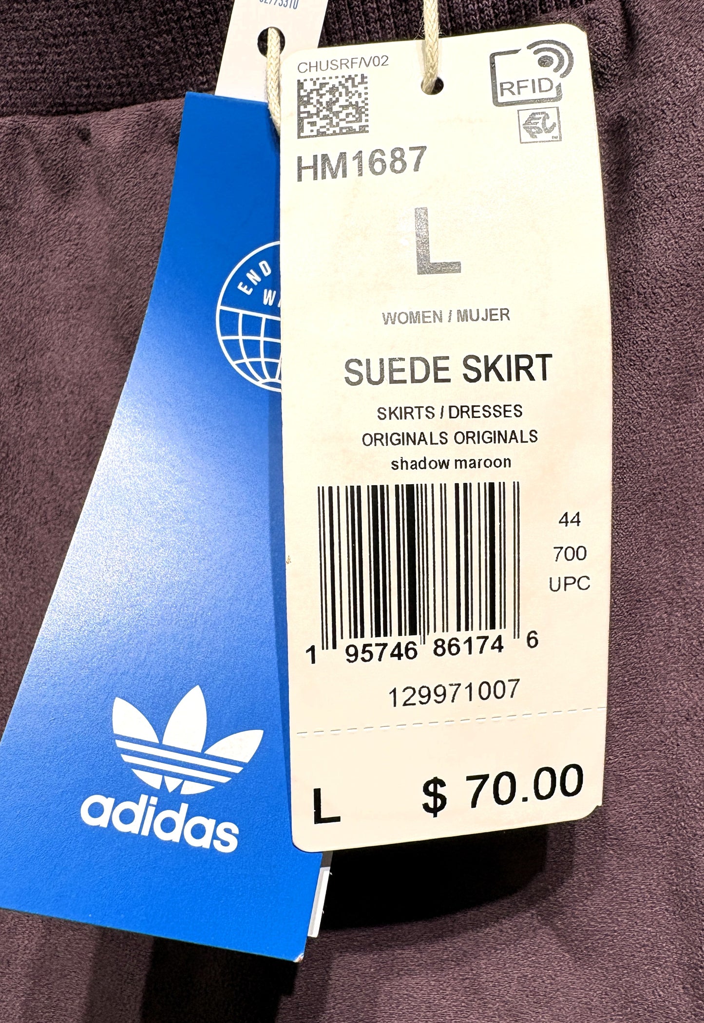 Adidas Suede Skirt w/Slit Zipper
