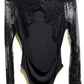 Ribbed Bodysuit w/Lace Sleeves