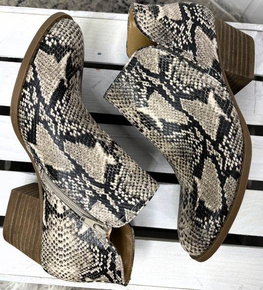 Fergie Snakeskin Zipper Booties