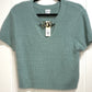 Cropped SS Sweater w/Keyhole Neckline