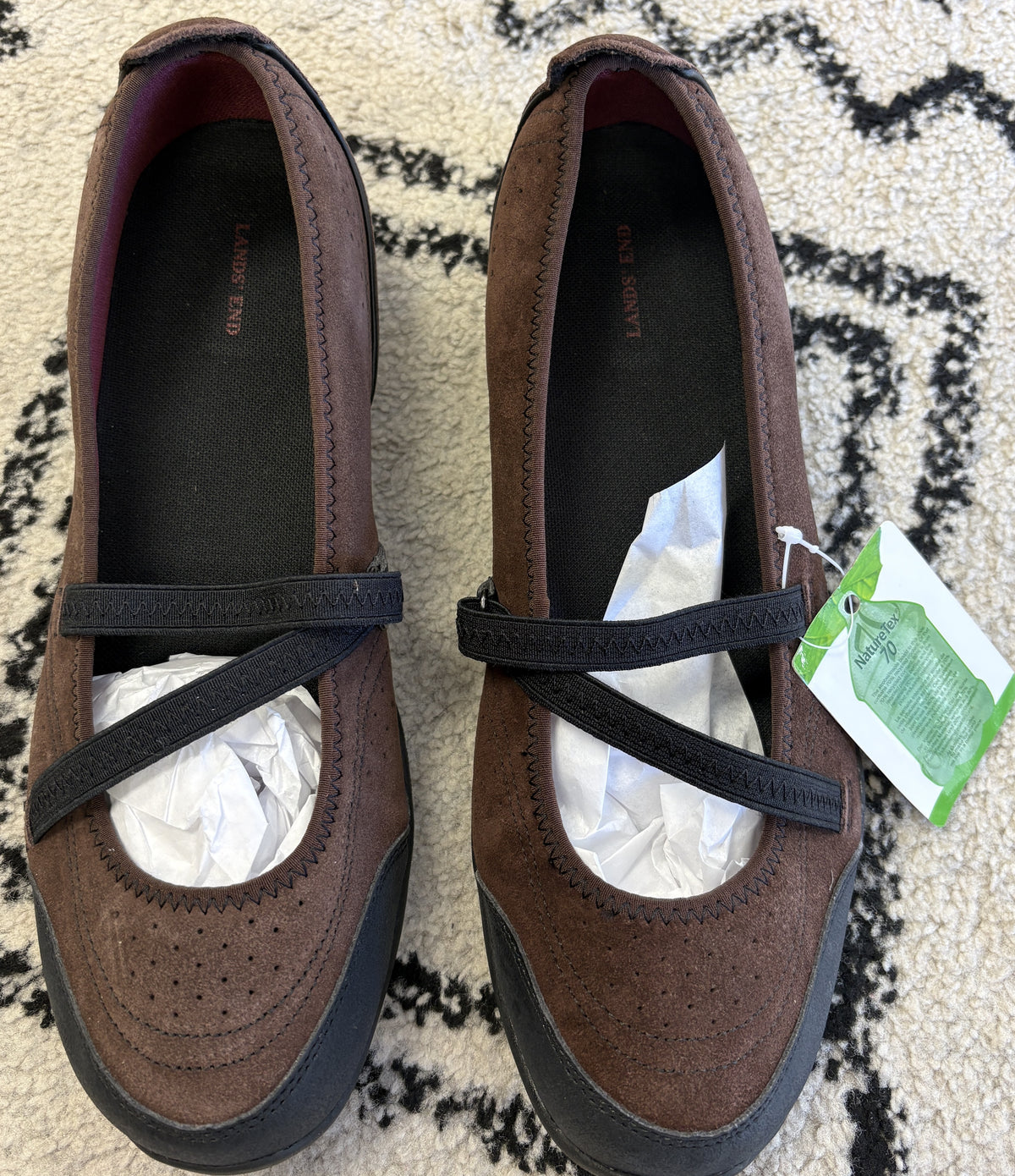 Lands'End Suede Comfort Strap Flats