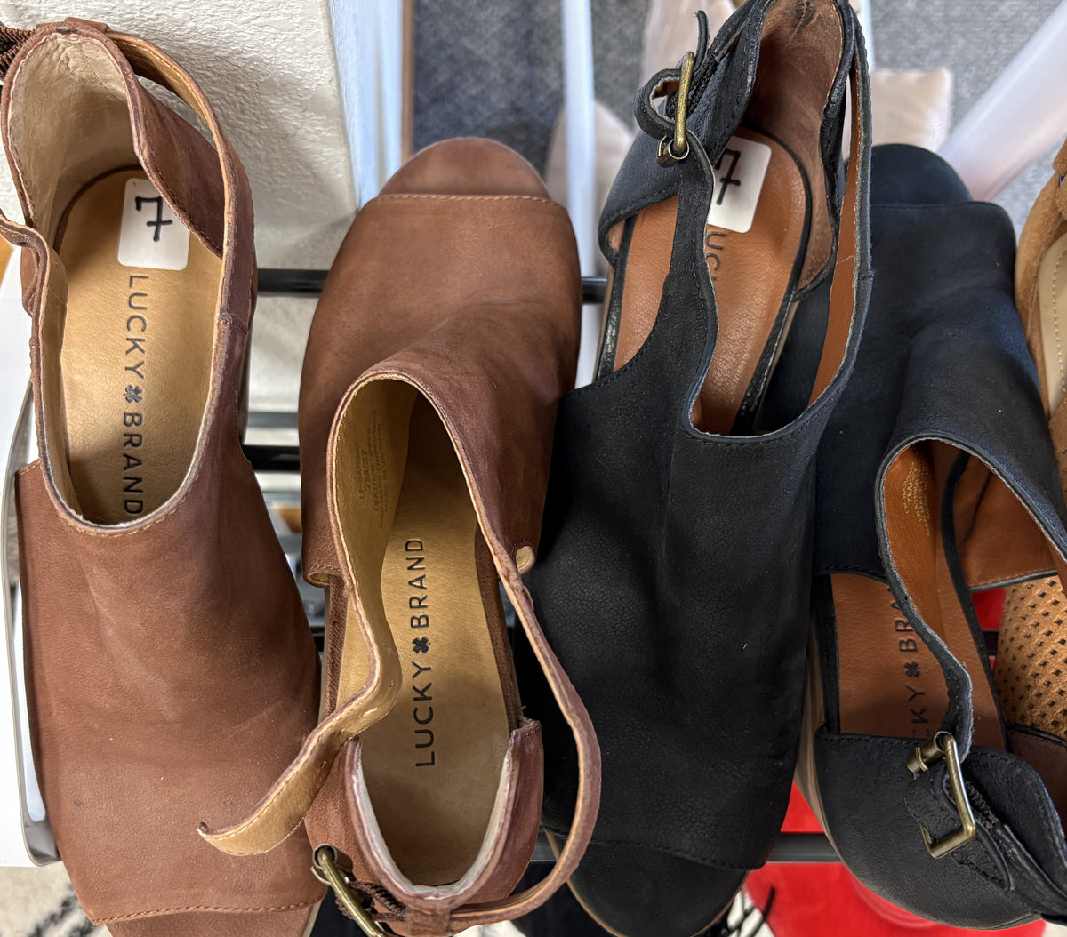 Lucky Brand Open Toe Leather Heels