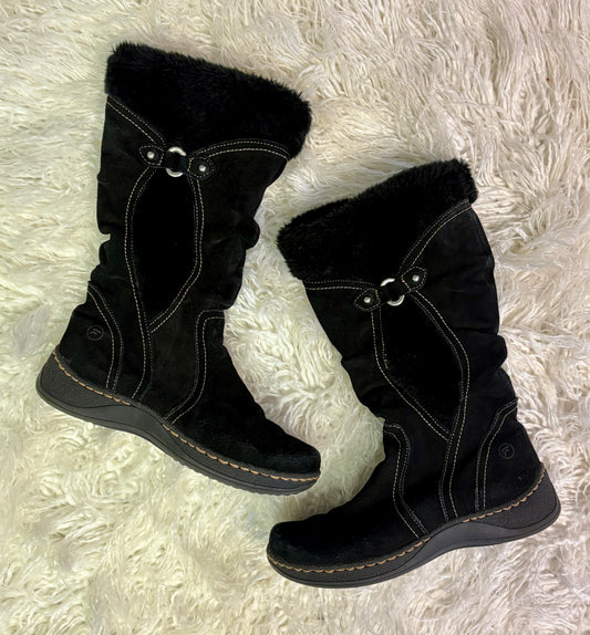 Suede Boots w/Fur Trim