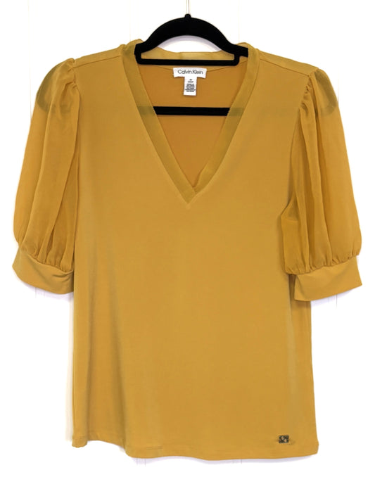V-Neck Top w/Sheer Sleeves