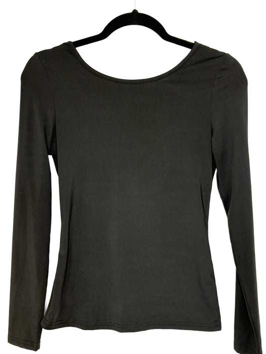 Stretch LS Top w/V-Cut Lace Back