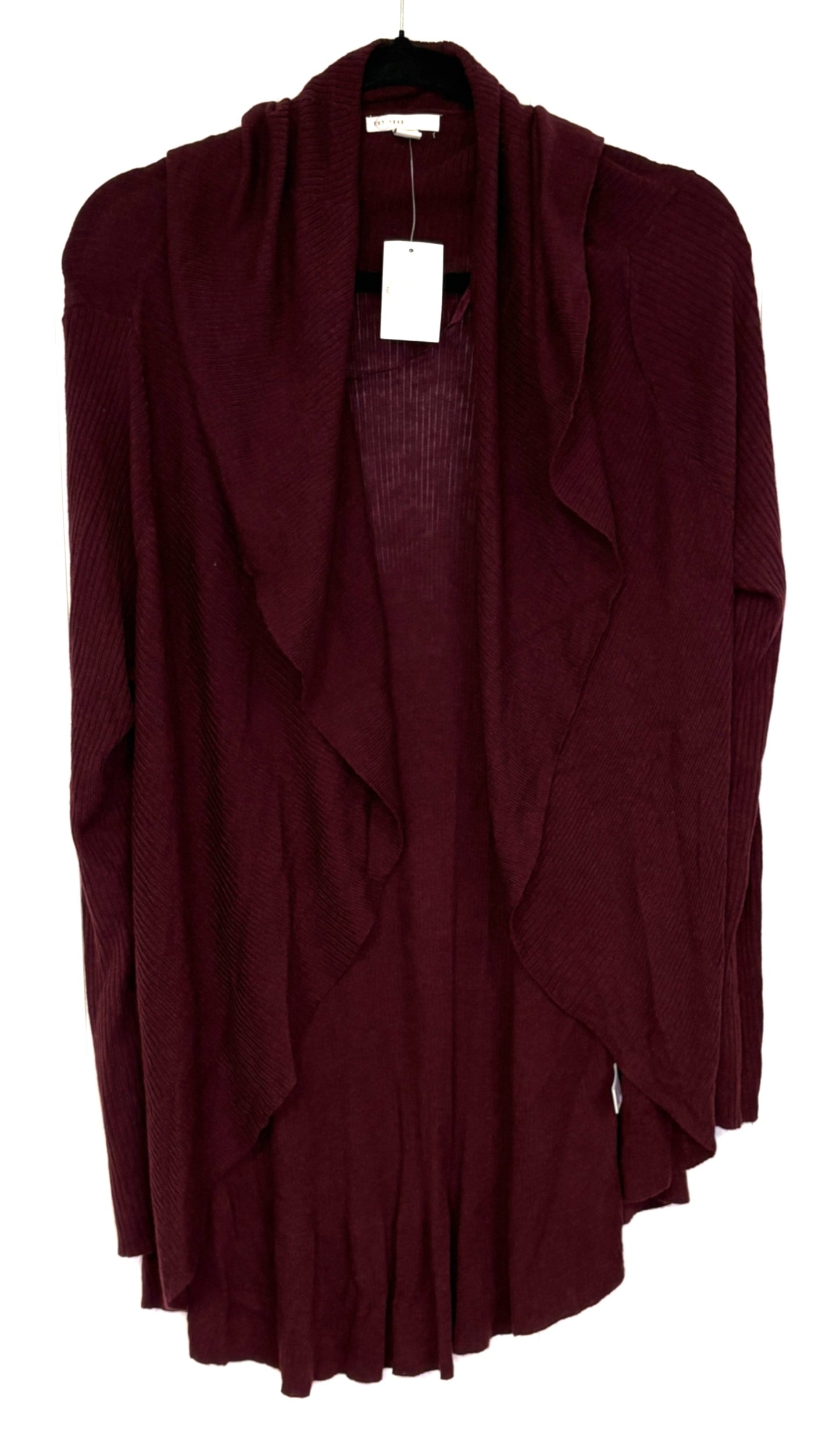 Ribbed Ruffle Cardigan Sweater