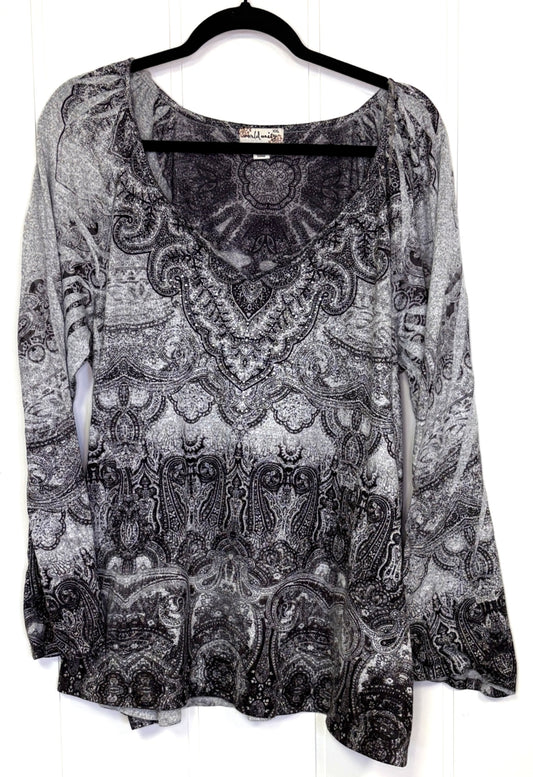 Graphic Bedazzled Knit Top