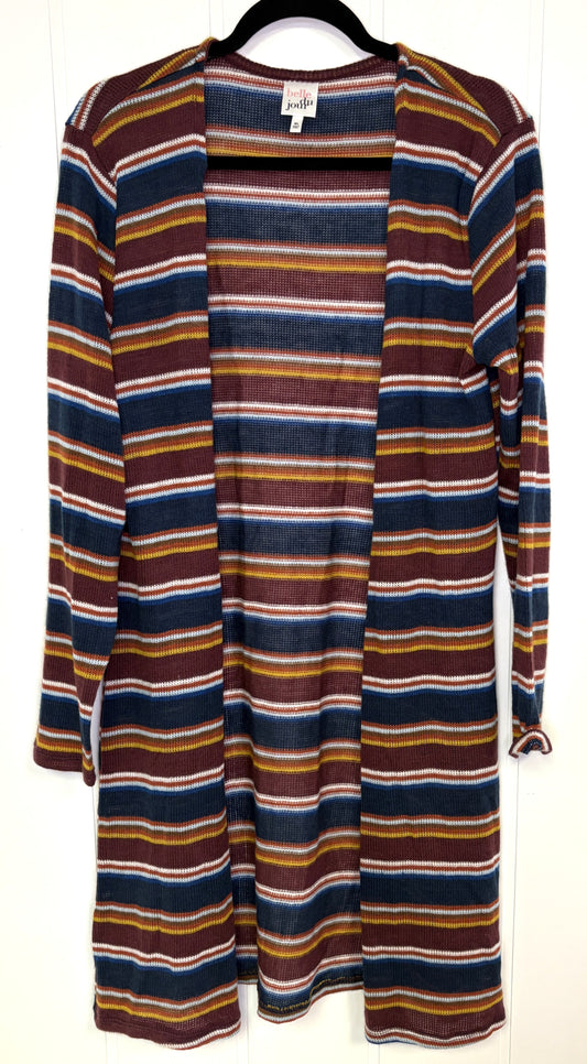 Long Open-Front Stripe Cardigan