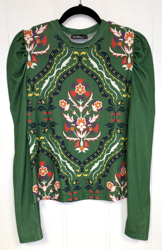 Floral Print Ruched Sleeve Top