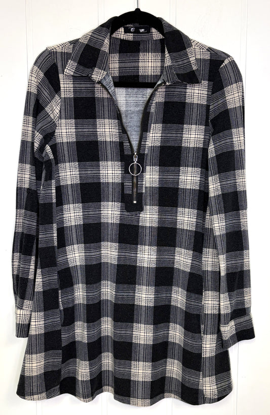 Half Zip Plaid Tunic Dress