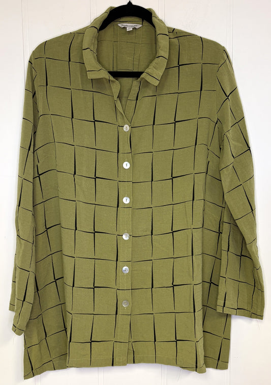 Square Pattern Button Blouse